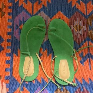 Doen green suede strappy sandals